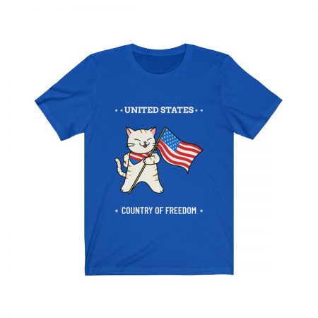Cat Holding American Flag - ''United States Country Of Freedom'' - Tshirt