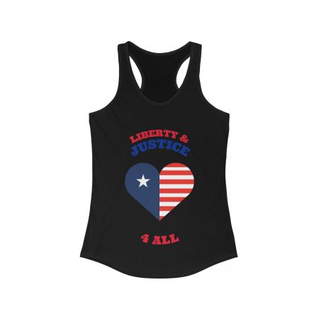Liberty & Justice For All - Heart American Flag - Racerback Tank Top
