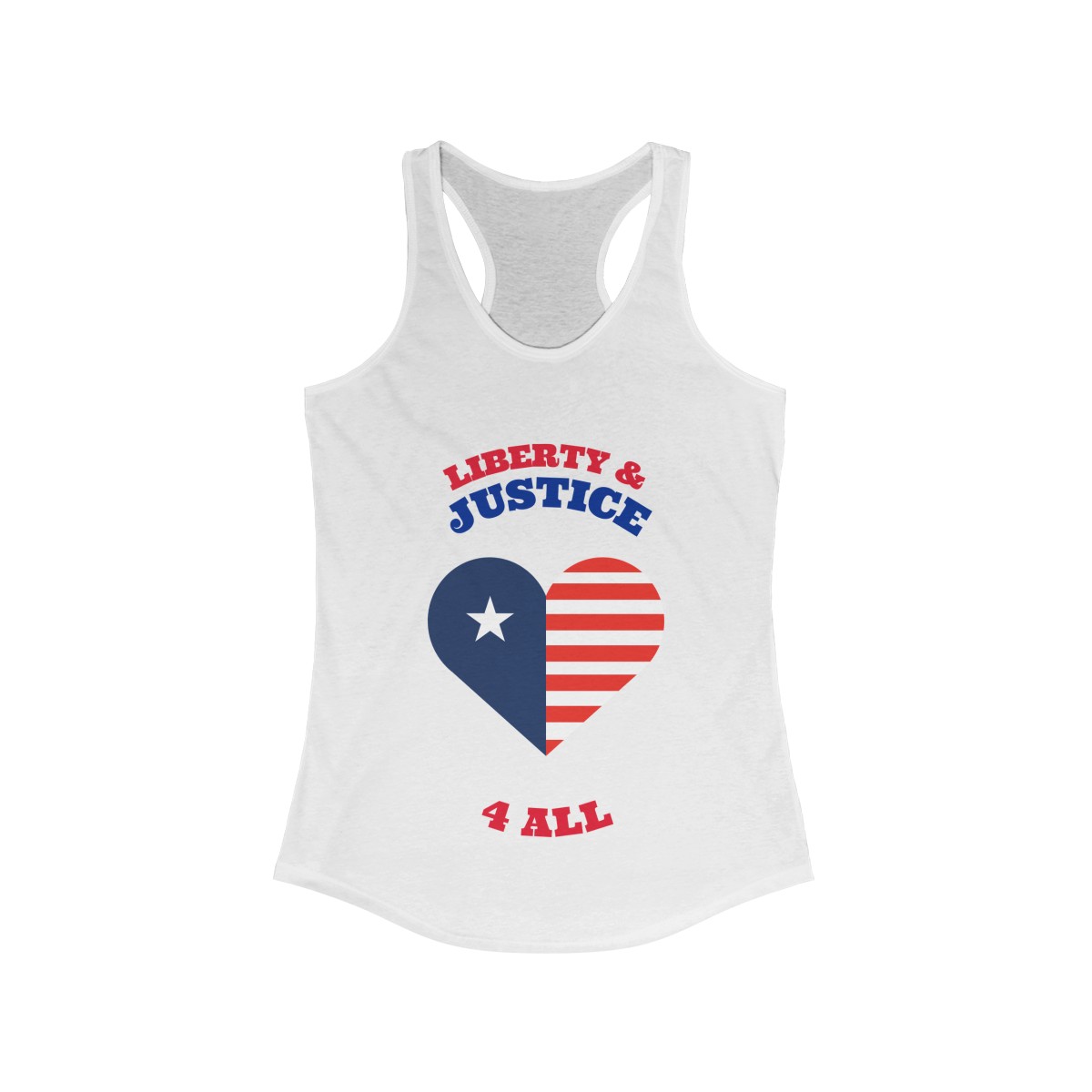 Liberty & Justice For All - Heart American Flag - Racerback Tank Top - Image 2